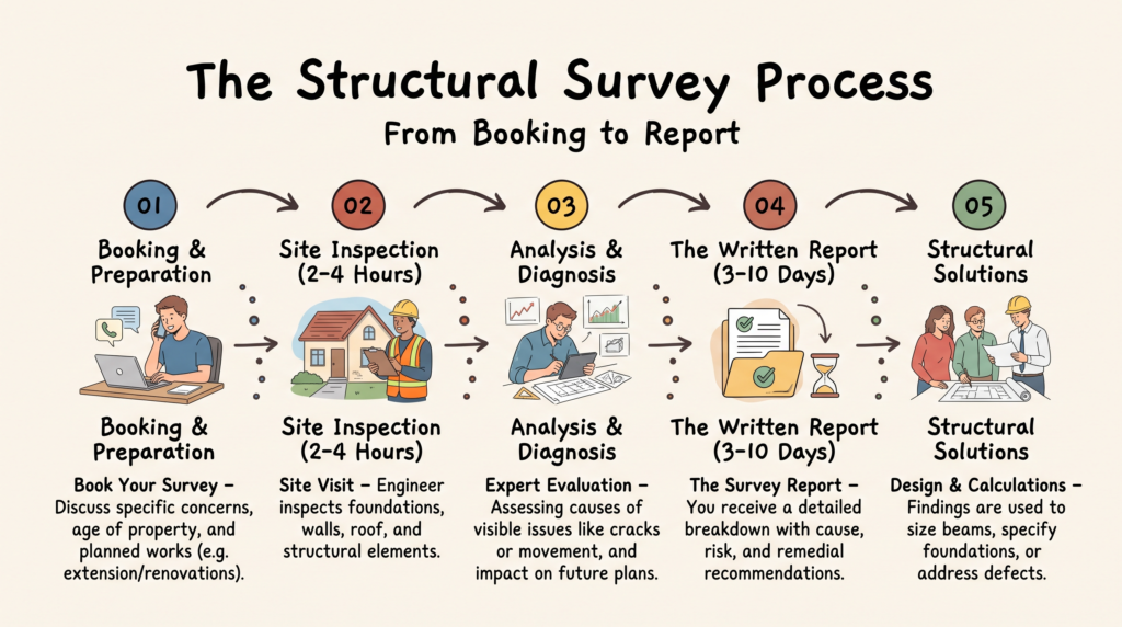 structural survey process from booking to report